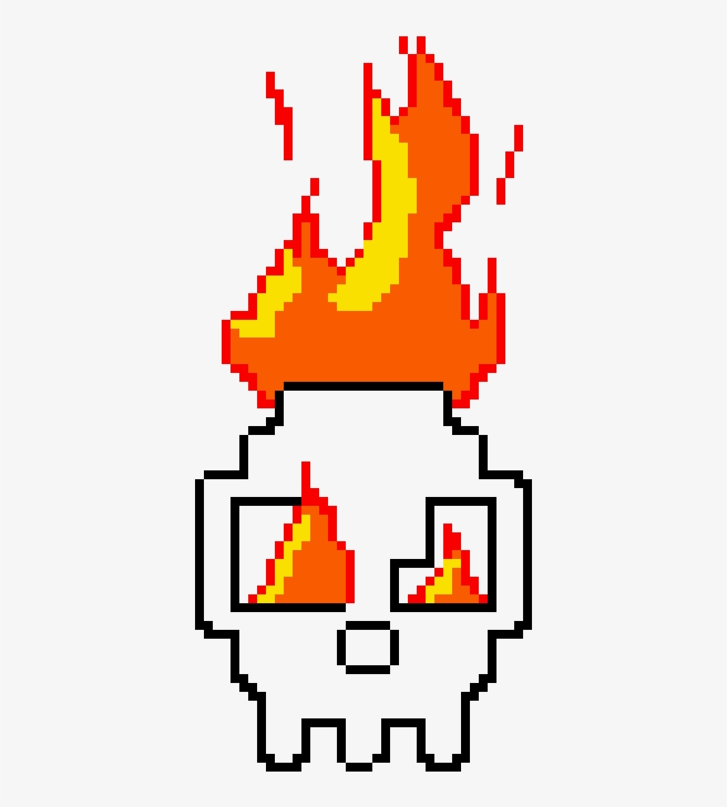 Fire Skull - Pixel Art Fire Skull, transparent png download