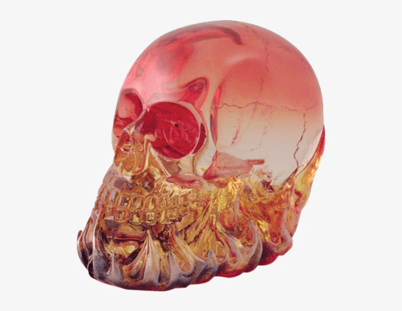 Clear Skull On Fire Statue - Skull, transparent png download