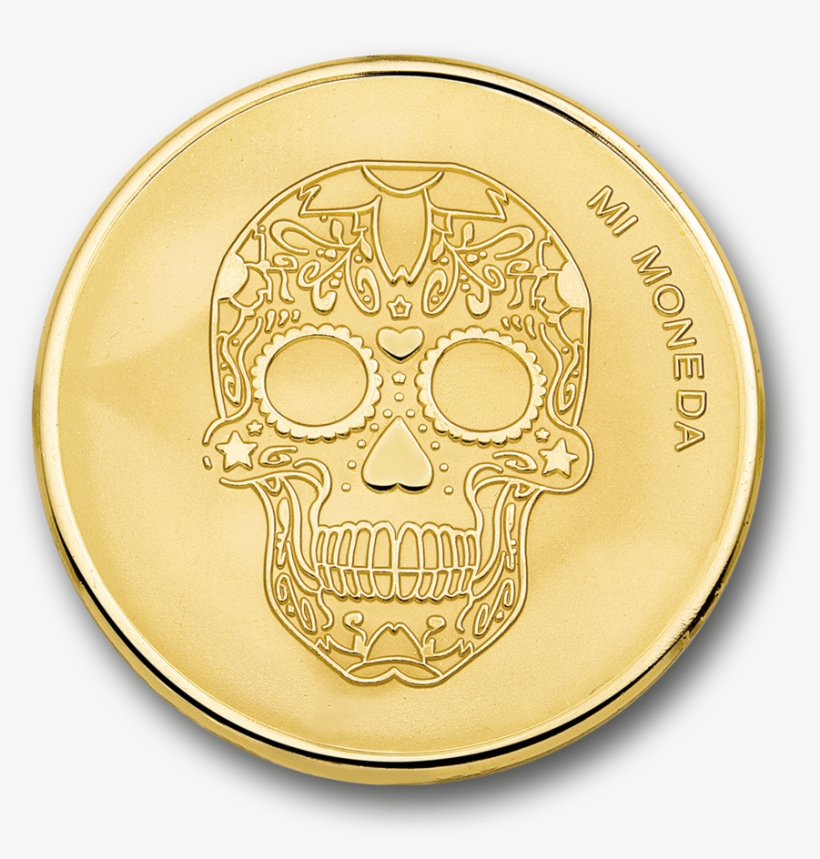 Skull & Fire Gold Plated - Mi Moneda Mon-sku-02 Skull & Fire Goldplated Munt, transparent png download