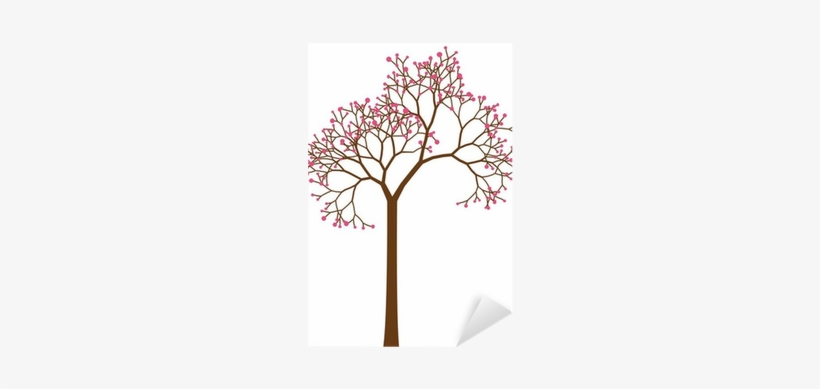 Spring Tree With Cherry Blossom, Vector Sticker • Pixers® - Winter Tree With Birds Shower Curtain, transparent png download