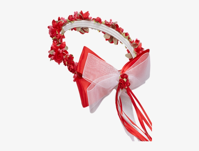 Red Floral Crown Wreath Handmade With Silk Flowers, - Flower, transparent png download