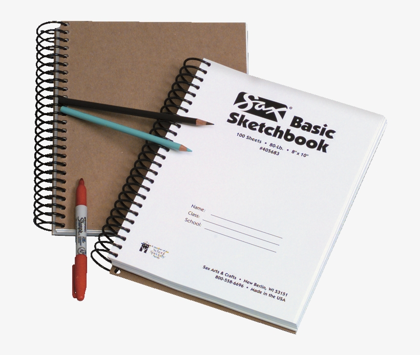 Sax Basic Spiral Binding Sketchbook, 80 Lb, 8 X 10 - Sketchbook Basic Large Spiral Black, transparent png download