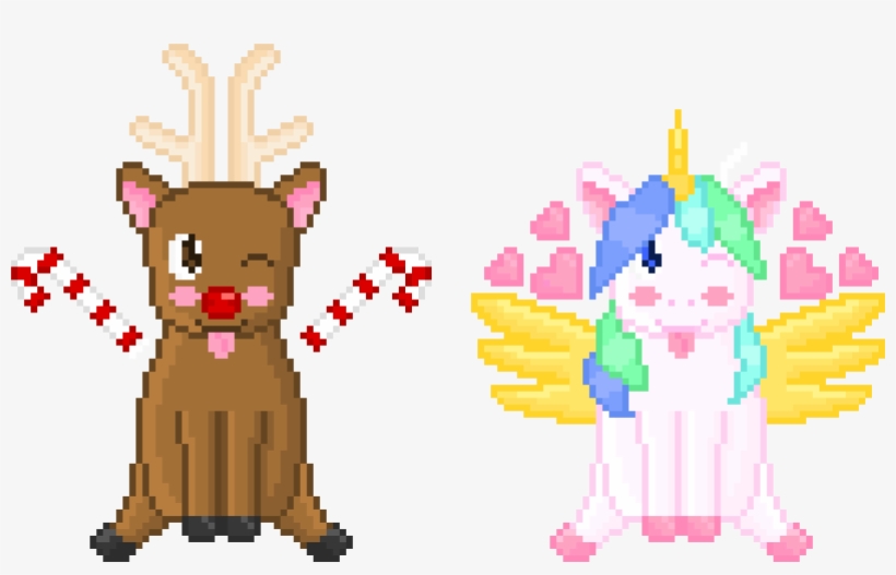 Kawaii Reindeer And Unicorn - Portable Network Graphics, transparent png download