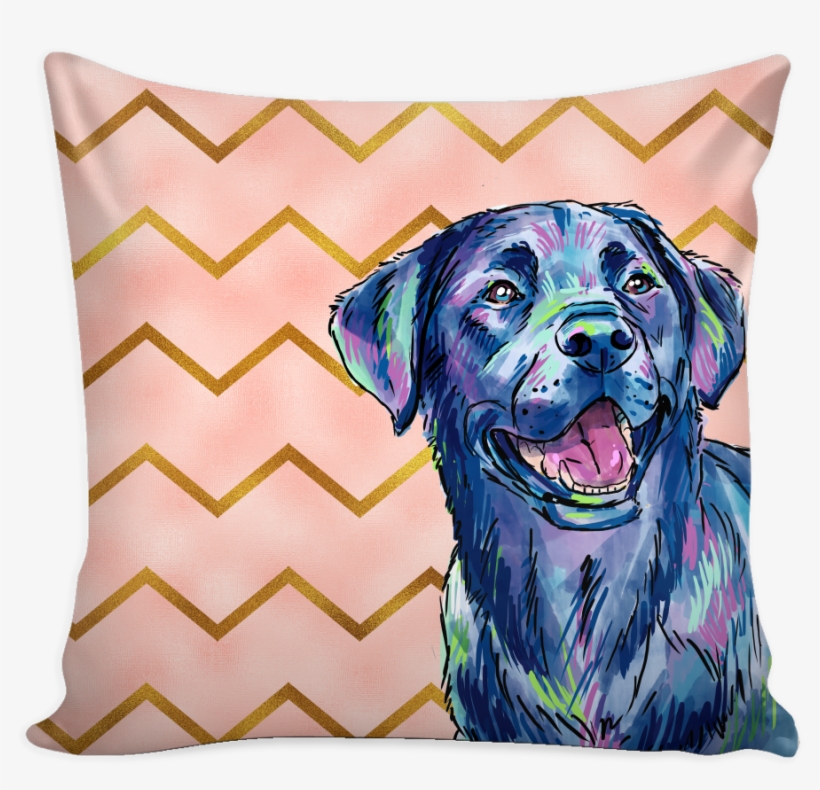 Glam Black Lab Pillow Cover - Labrador Retriever PNG Image