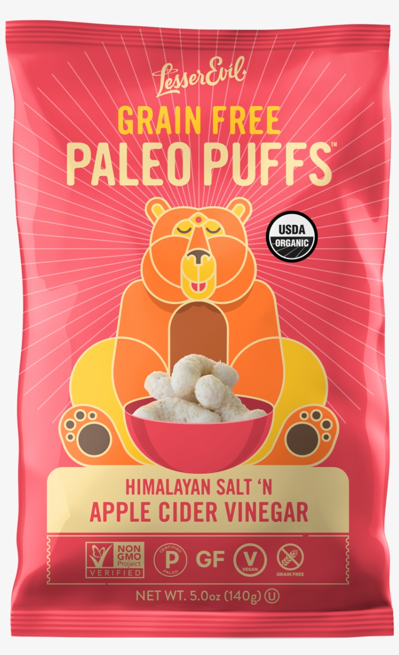 Paleo Puffs Apple Cider Vinegar - Lesser Evil Paleo Puffs, transparent png download