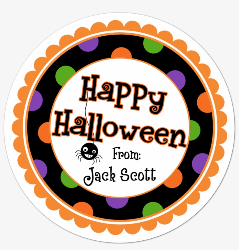 Happy Halloween Wide Polka Dot Border Personalized - Happy Halloween Stickers, transparent png download