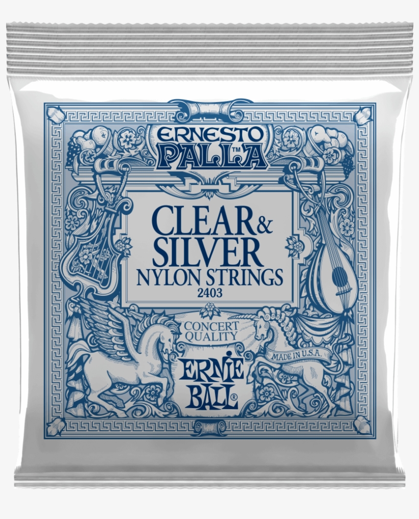 Ernesto Palla Clear & Silver Nylon Classical Guitar - Ernie Ball 2403 Ernesto Palla Nylon Clear, transparent png download