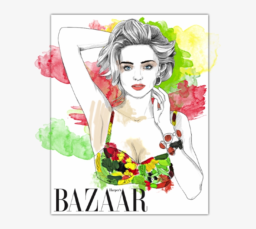 Mustafa Soydan Fashion Illustrations Miranda Kerr Harpers - Bushnellfashions 1950s Kramer 4pc. Parure Emerald Marquis,, transparent png download