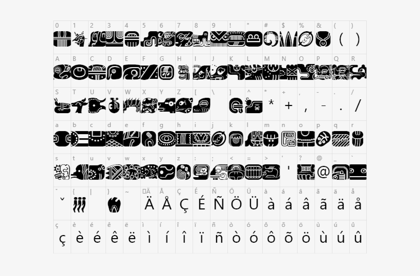 Dingbats Mayan Glyphs Example Mayan Glyphs Character - Mayan Font, transparent png download