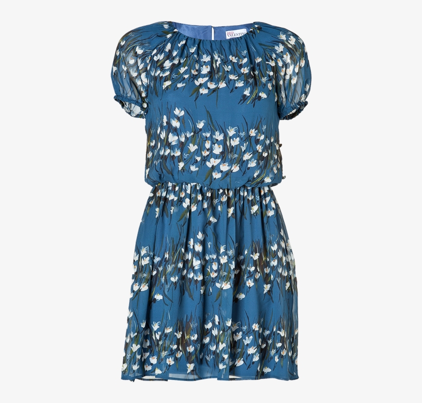Valentino Red Blue Floral Silk Printed Dress - Red Valentino Röcke In Synthetik, transparent png download