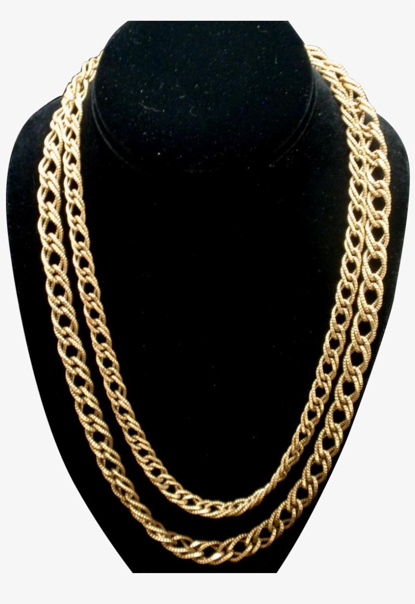 Vintage Chain Necklace Double Curb Links In Two Sizes - Panzerkette Vergoldet Gelb Größe 000, transparent png download