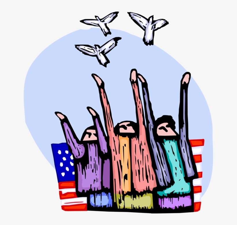 Vector Illustration Of Patriotic Peace Protesters Release, transparent png download