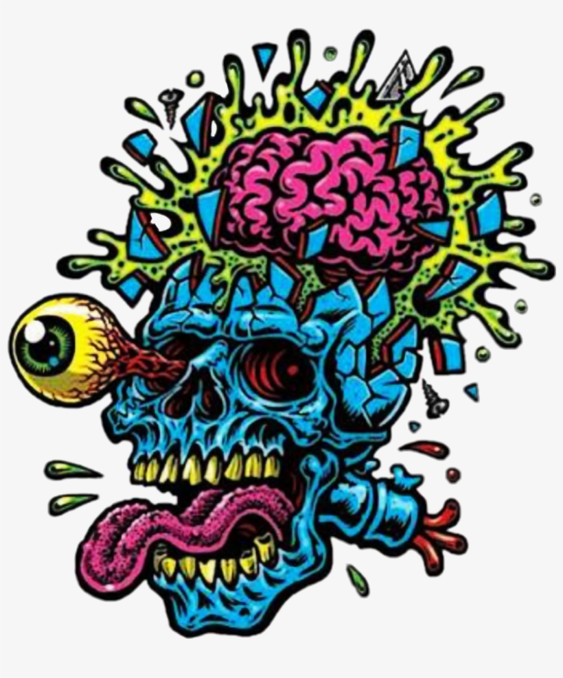 Skull Skulls Calavera Zombie Art Crazy Toxic Cool Stick - Santa Cruz Skate Dibujos, transparent png download