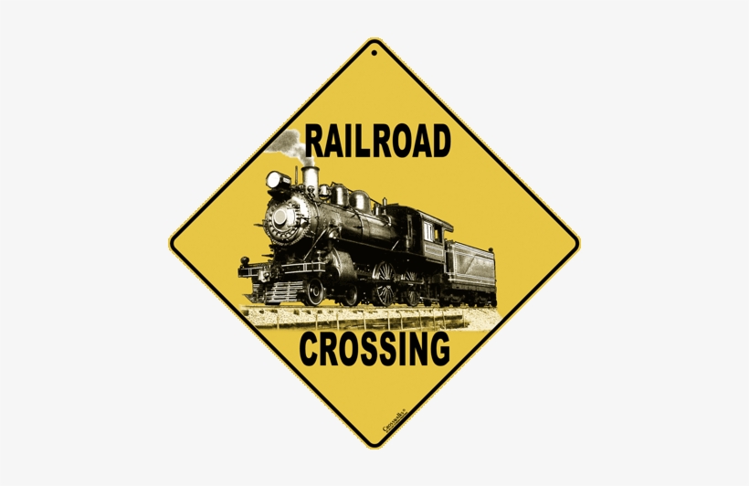 Train Decor Railroad Train Crossing Road Sign From - Printable Dinosaur Party Sign, transparent png download