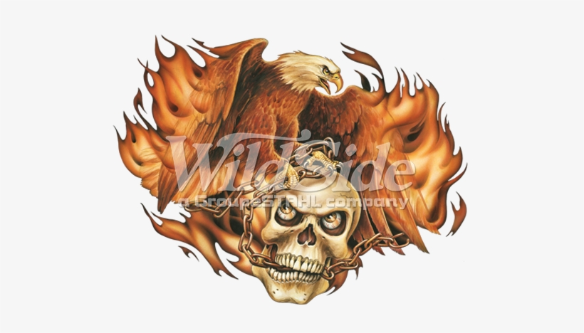 Flame Eagle Chains With Skull - Eagle Skull, transparent png download