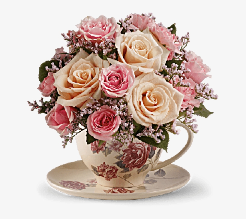 More Views - Teleflora's Victorian Teacup Bouquet - Flowers, transparent png download