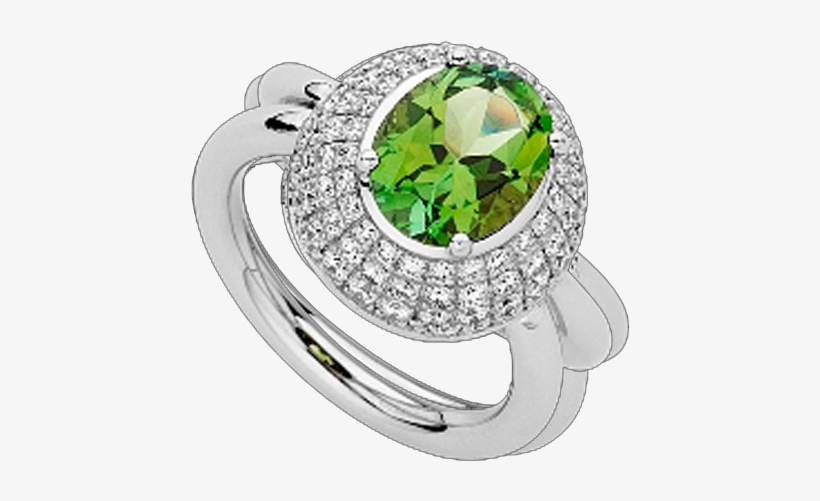 Green Tourmaline & Diamond Ring C946 - Pre-engagement Ring, transparent png download