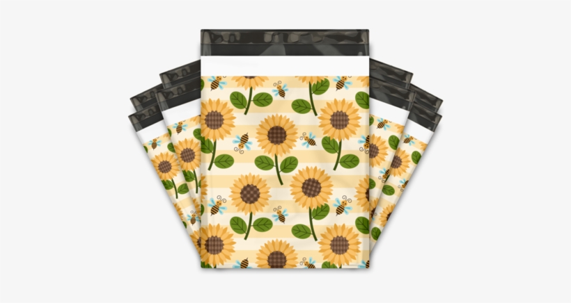 Sunflowers And Bumble Bees Designer Poly Mailers Shipping - 10x13 Designer Poly Mailers Shipping Envelopes Premium, transparent png download
