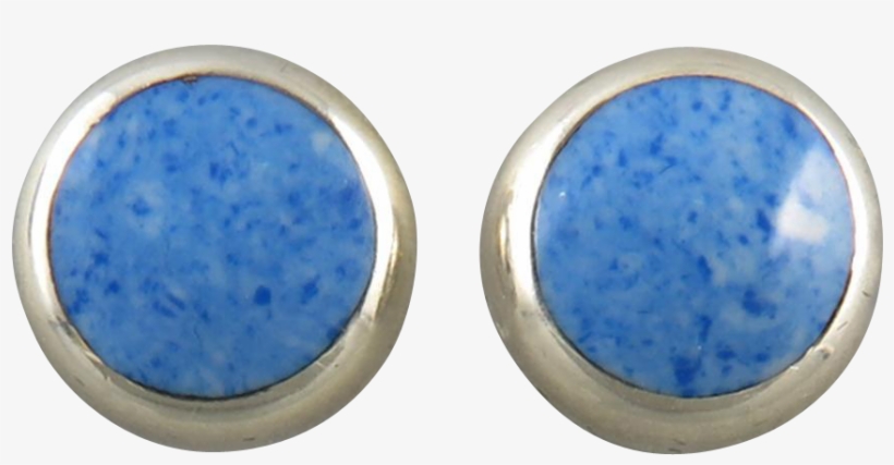 Denim Lapis And Sterling Silver Button Earrings - Earrings, transparent png download