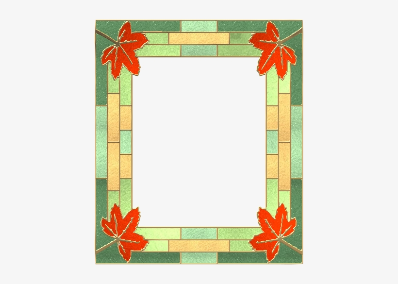 Picture Frame Leaves Stainedglass 01 - Stained Glass, transparent png download