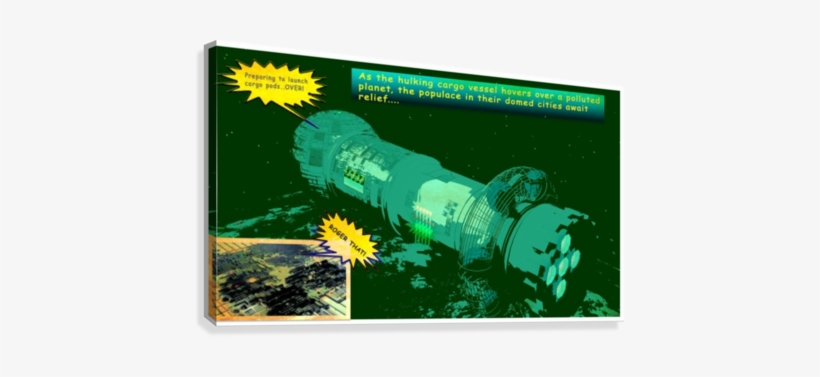 Vintage Comic Book Frame Canvas Print - Rocket, transparent png download