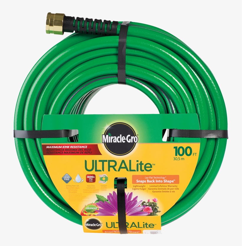Miracle-gro® Ultralite™ Garden Hose - Safe Green Drinking Water Hose, transparent png download