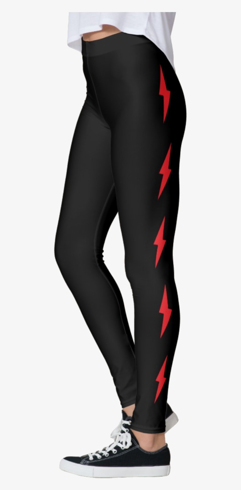 Side Red Lightning Bolts Black Leggings - Jrosecompany Sprüche 18:10 Leggins, transparent png download