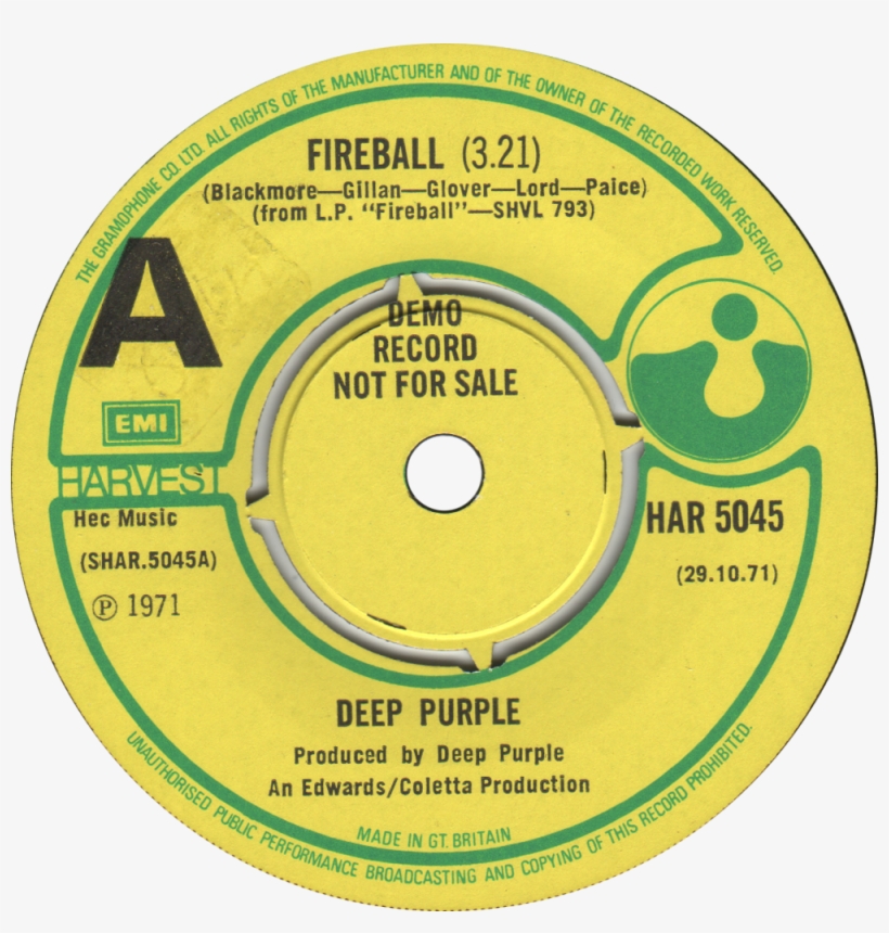 Har 5045 Deep Purple Fireball - Harvest Records, transparent png download