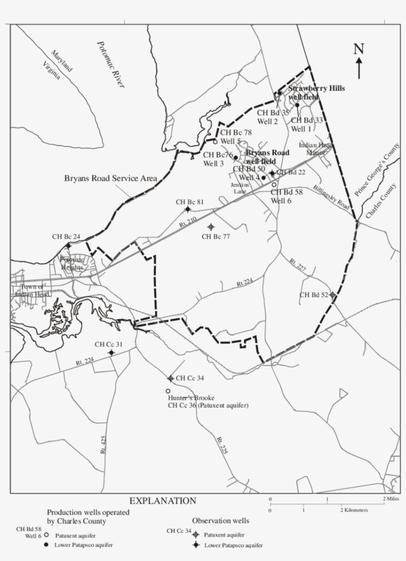 Location Of Production And Observation Wells In The - Map, transparent png download