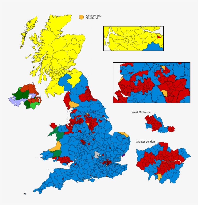 2015ukelectionmap By Italay90, Recoloured By Cryptographic - Uk Political Party Map, transparent png download