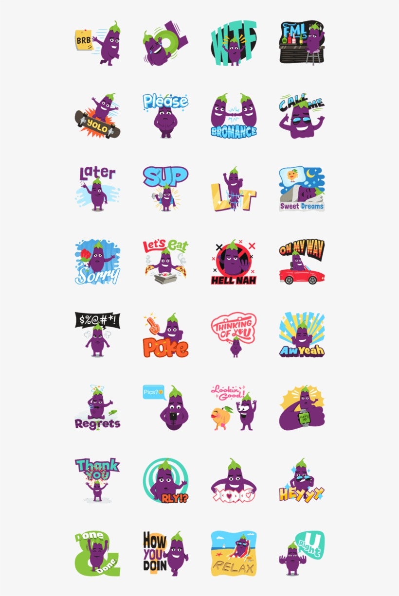 สติ๊กเกอร์ไลน์ The Eggplant - Emoji Eggplant And Peach Sweet Dreams Cap, transparent png download