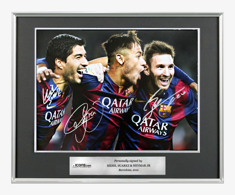 <i>los Très Amigos</i> Dédicacée Par <b - Messi Suarez Neymar Signature, transparent png download