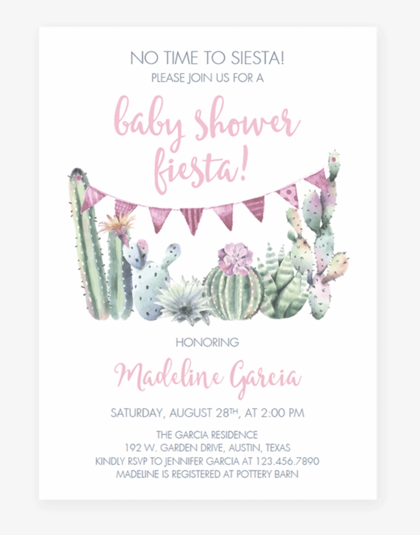 Fiesta Baby Shower Invitation Template For Girl By - Baby Shower, transparent png download