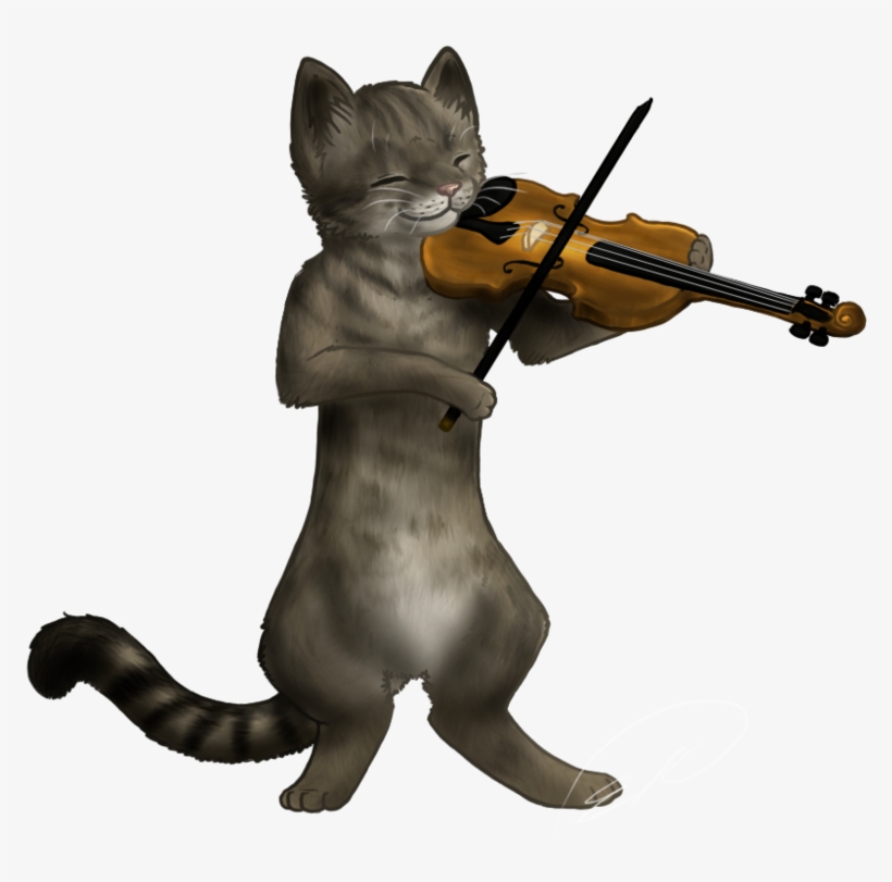 Cat Fiddle Violin Clip Art - Cat Violin, transparent png download