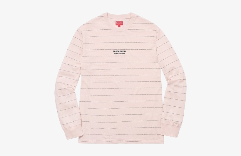Supreme Logo Stripe L/s Top - Cardigan, transparent png download