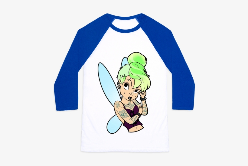 Punk Tinkerbell Baseball Tee - Cats And Bernie Sanders, transparent png download