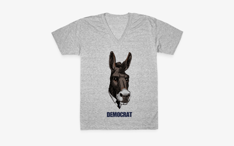 Democratic Donkey V-neck Tee Shirt - T-shirt, transparent png download