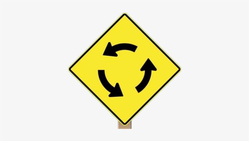 Roundabout Approaching Sign - Roundabout Sign, transparent png download