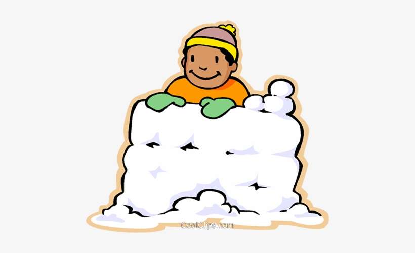 Boy In Snow Fort, Snow Fight Royalty Free Vector Clip - Snow Ball Fight Clip Art, transparent png download