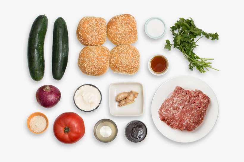 Hoisin Pork Burgers With Marinated Cucumber & Red Onion - Cucumber Top View Png, transparent png download