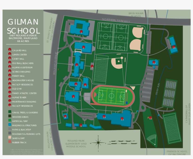 Gilman School Vector Map - Vector Graphics, transparent png download