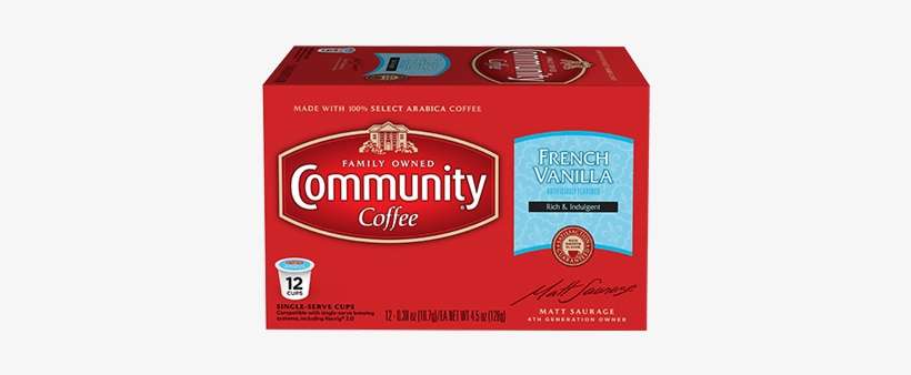 French Vanilla Coffee Pods 12 Count Compatible With - Community Coffee House Blend Coffee Keurig K Cup, transparent png download