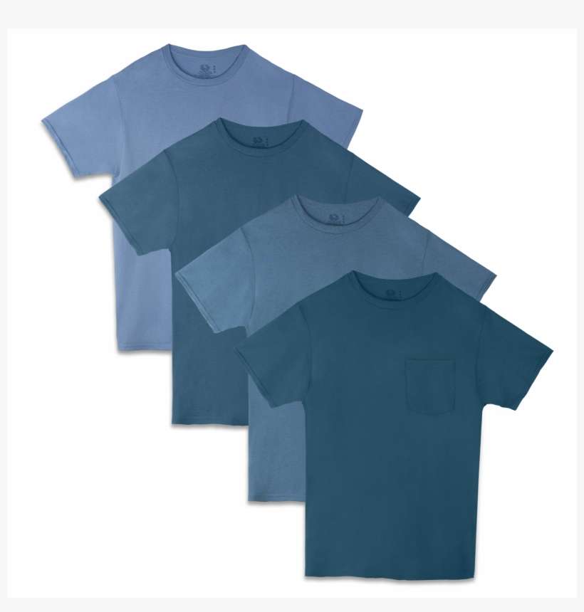 Men's 4 Pack Tonal Blue Pocket T-shirt Assorted - Fruit Of The Loom Men's 4 Pack Pocket T-shirt, transparent png download