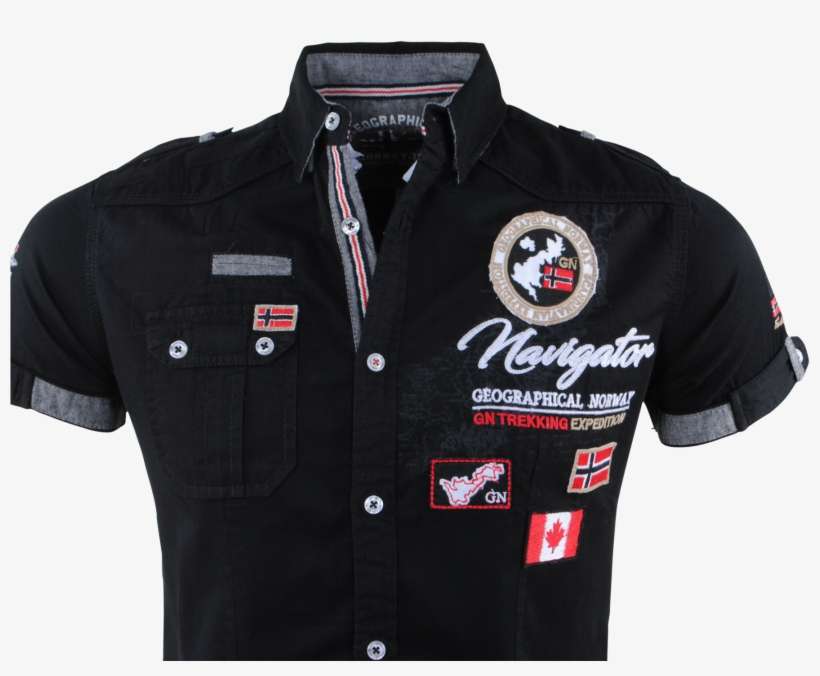Men's Short Sleeve Shirt - Geographical Norway - Chemise Zariminel - Noir, transparent png download