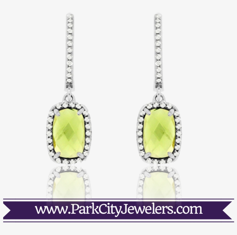 Peridot And Diamond Earrings - Green Amethyst Diamond White Gold Ring, transparent png download
