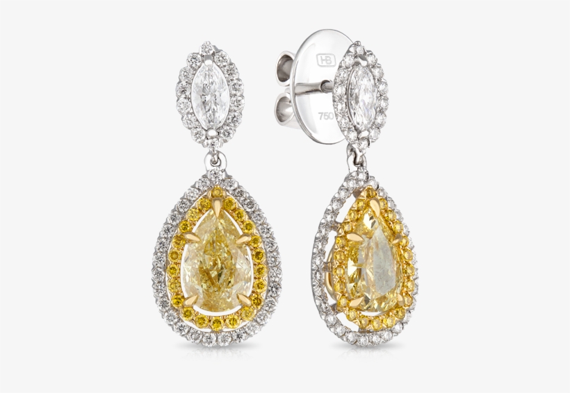 18ct Yellow Gold And Platinum Pear Diamond Earring - Earring, transparent png download