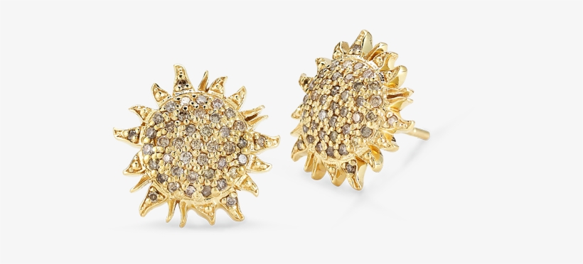 Roberto Coin Tiny Treasures 18k Yellow Gold Sun - Roberto Coin Yellow Gold & Cognac Diamond Stud, transparent png download