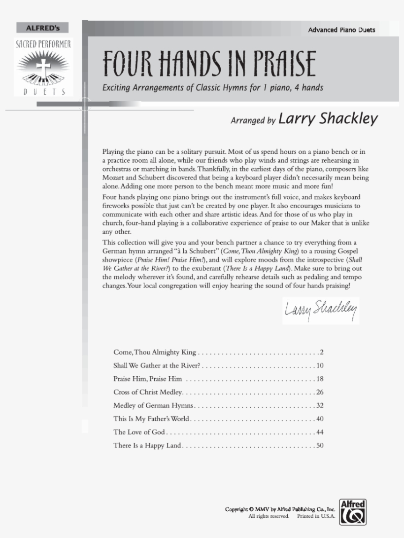 Four Hands In Praise Thumbnail Four Hands In Praise - Four Hands In Praise: Exciting Duet Arrangements, transparent png download