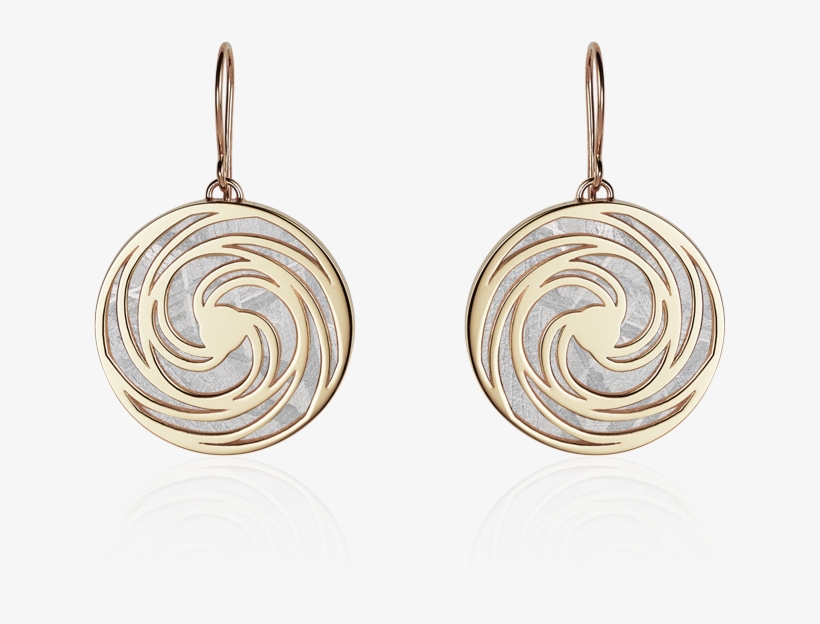 Meteorite Crop Circle Swirl Earrings In Yellow Gold - Earrings, transparent png download