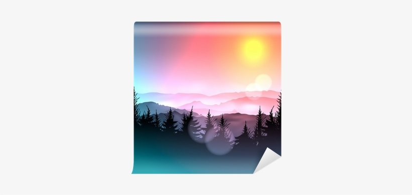 Bokeh Background With Forest On Sunrise, Vector Eps10 - Silhouette, transparent png download
